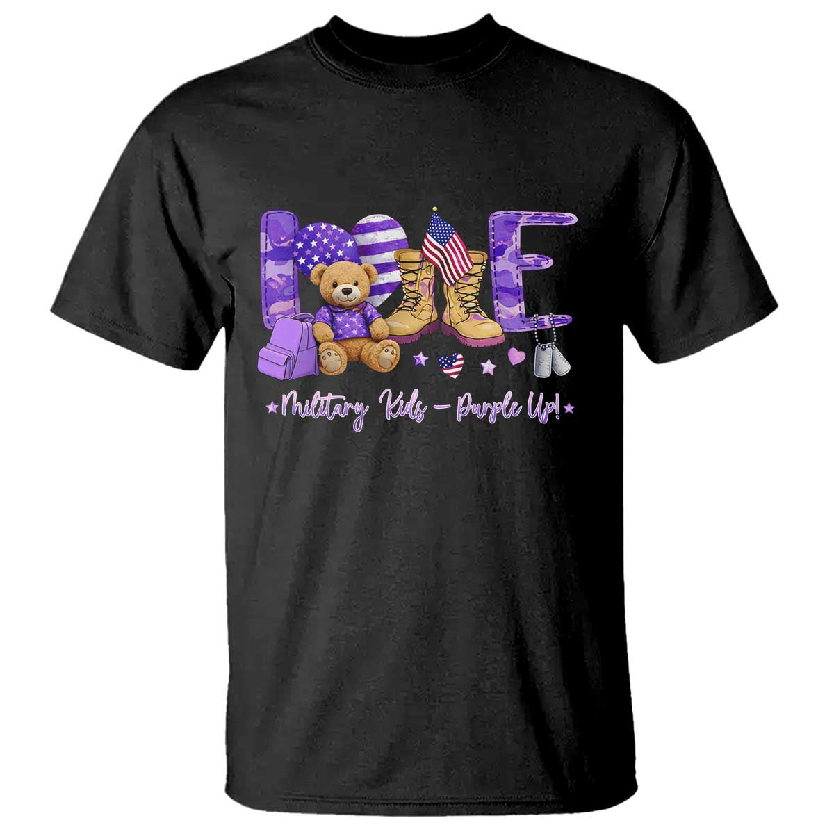 Purple Up Military Kids T Shirt Month Of Military Child Army TS10 Black Print Your Wear