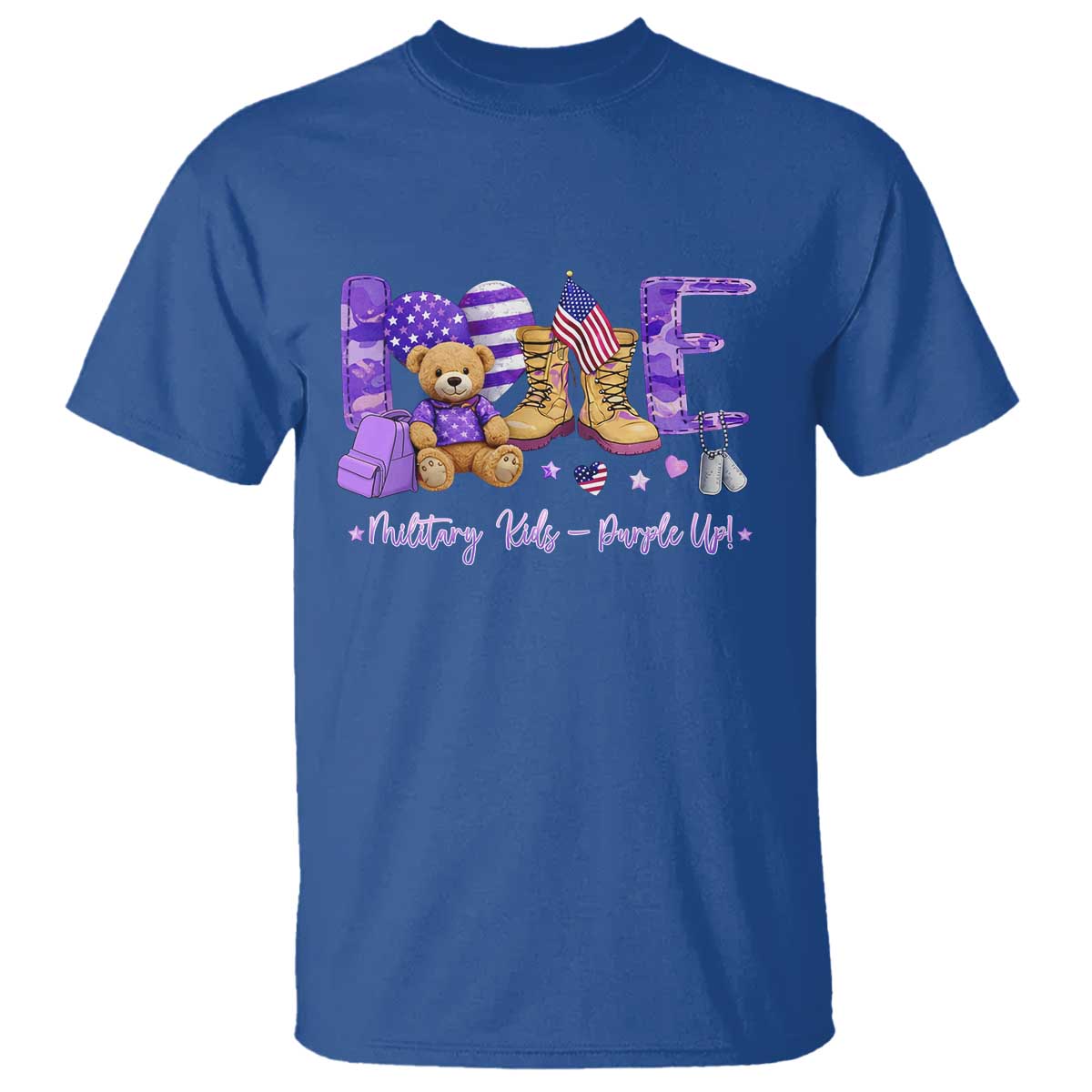 Purple Up Military Kids T Shirt Month Of Military Child Army TS10 Royal Blue Print Your Wear