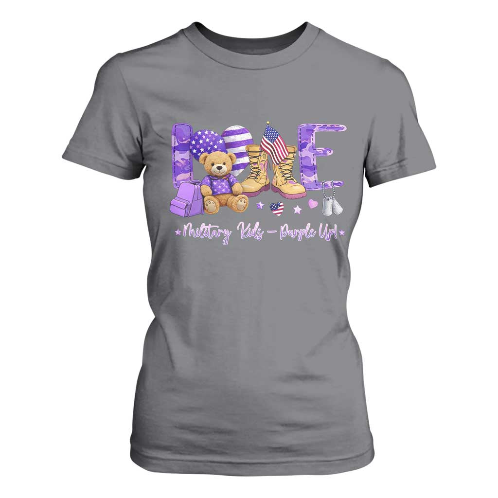 Purple Up Military Kids T Shirt For Women Month Of Military Child Army TS10 Charcoal Print Your Wear