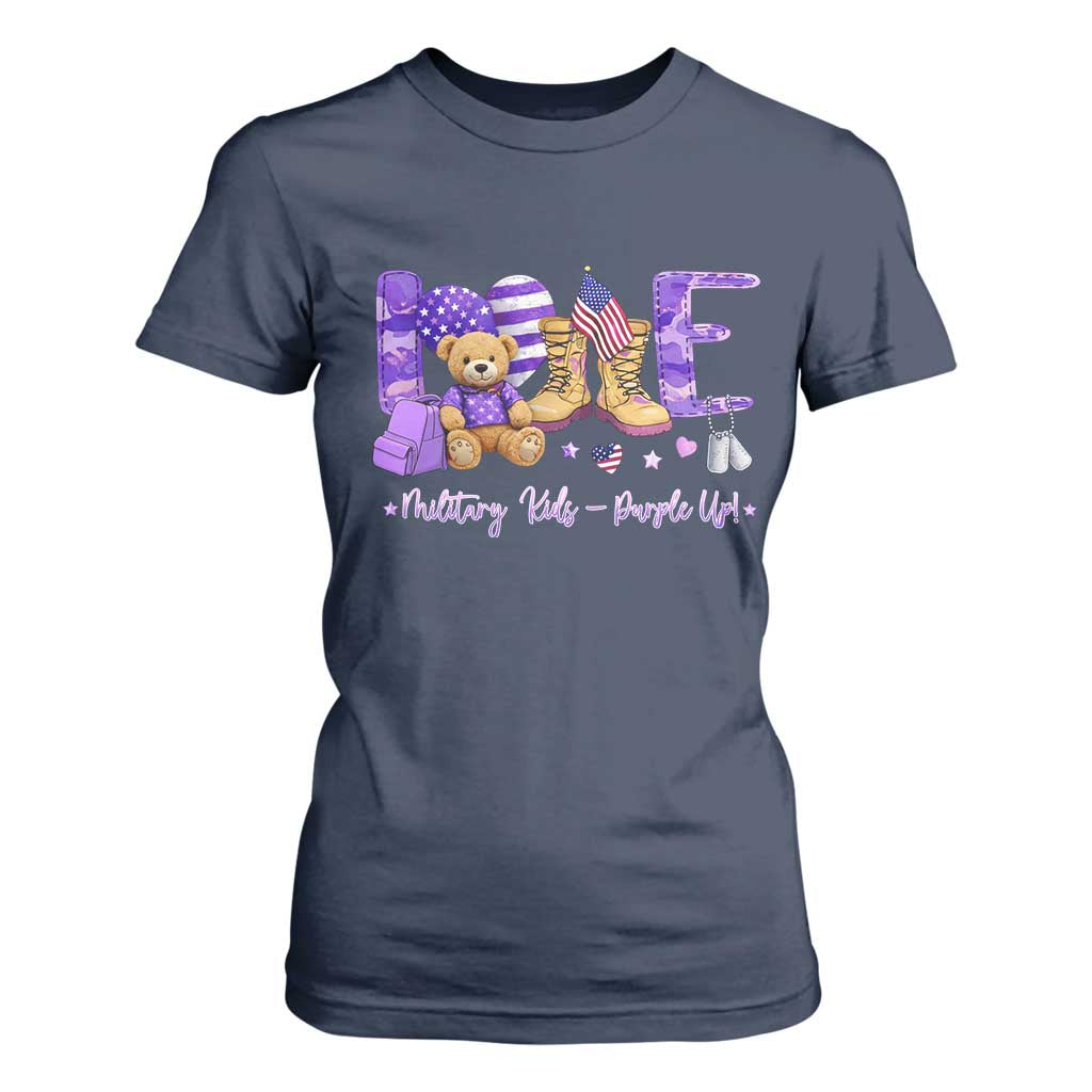 Purple Up Military Kids T Shirt For Women Month Of Military Child Army TS10 Navy Print Your Wear