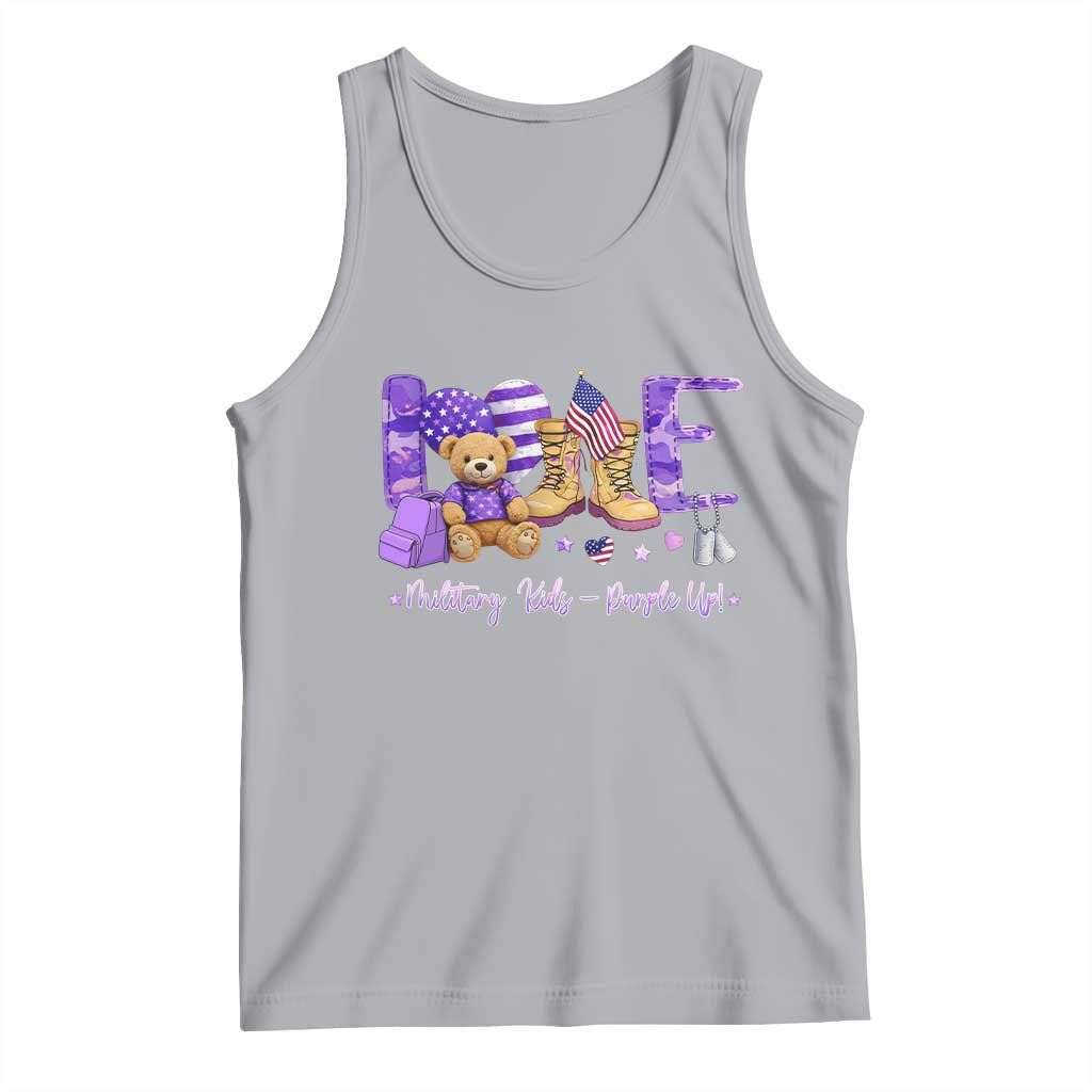 Purple Up Military Kids Tank Top Month Of Military Child Army TS10 Athletic Heather Print Your Wear