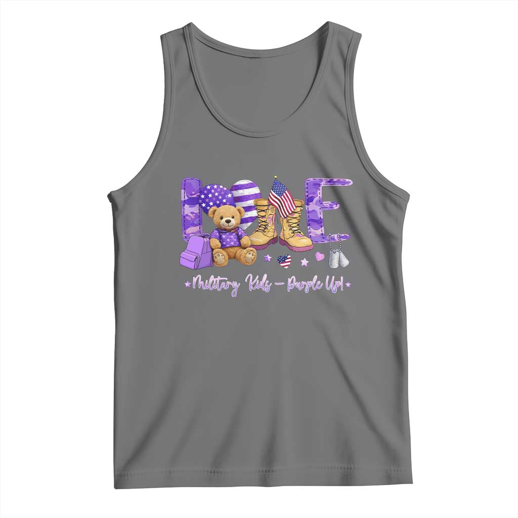Purple Up Military Kids Tank Top Month Of Military Child Army TS10 Black Heather Print Your Wear
