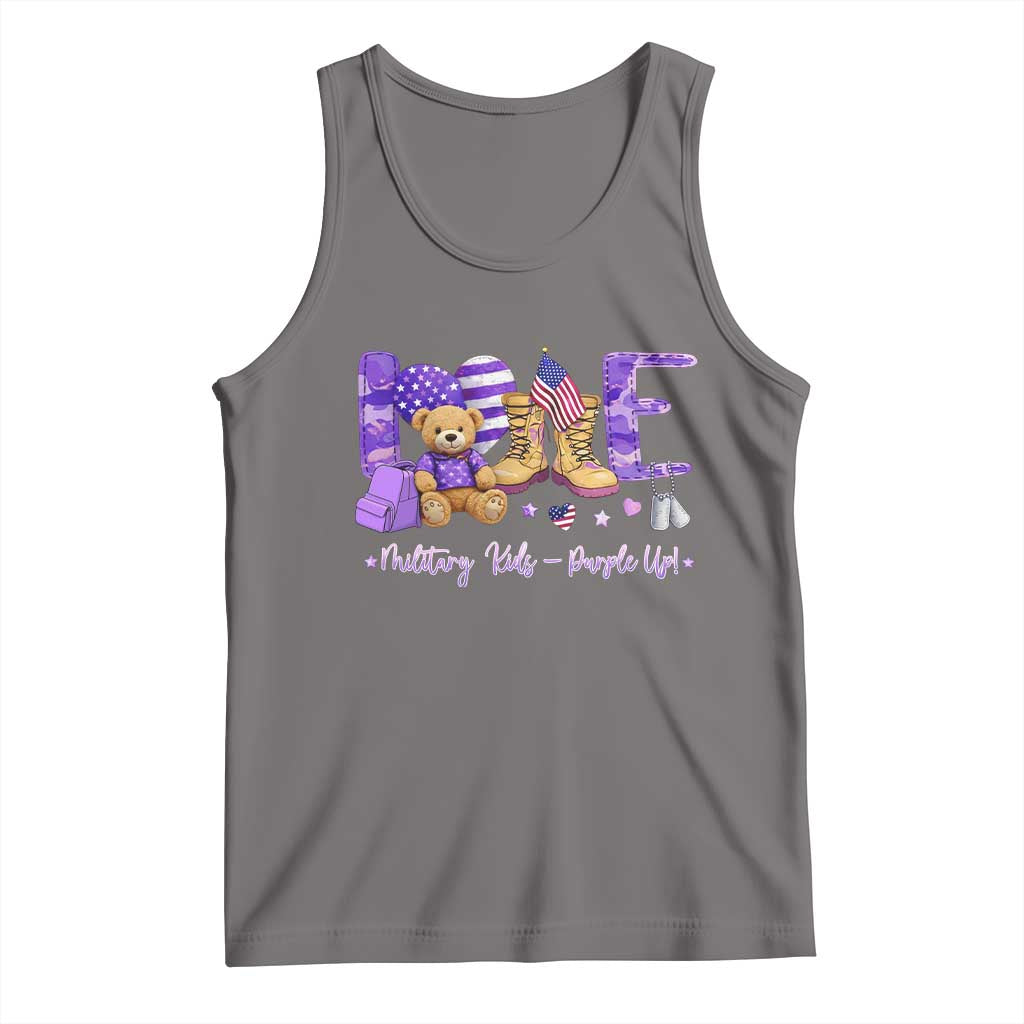 Purple Up Military Kids Tank Top Month Of Military Child Army TS10 Deep Heather Print Your Wear
