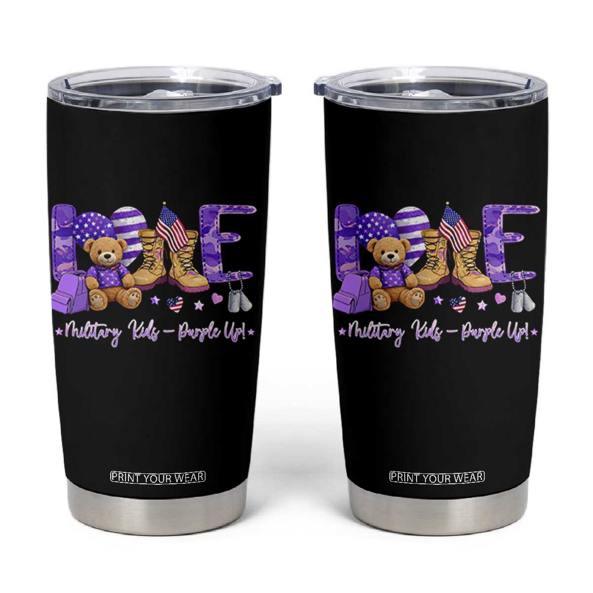 Purple Up Military Kids Tumbler Cup Month Of Military Child Army TS10 Black Print Your Wear