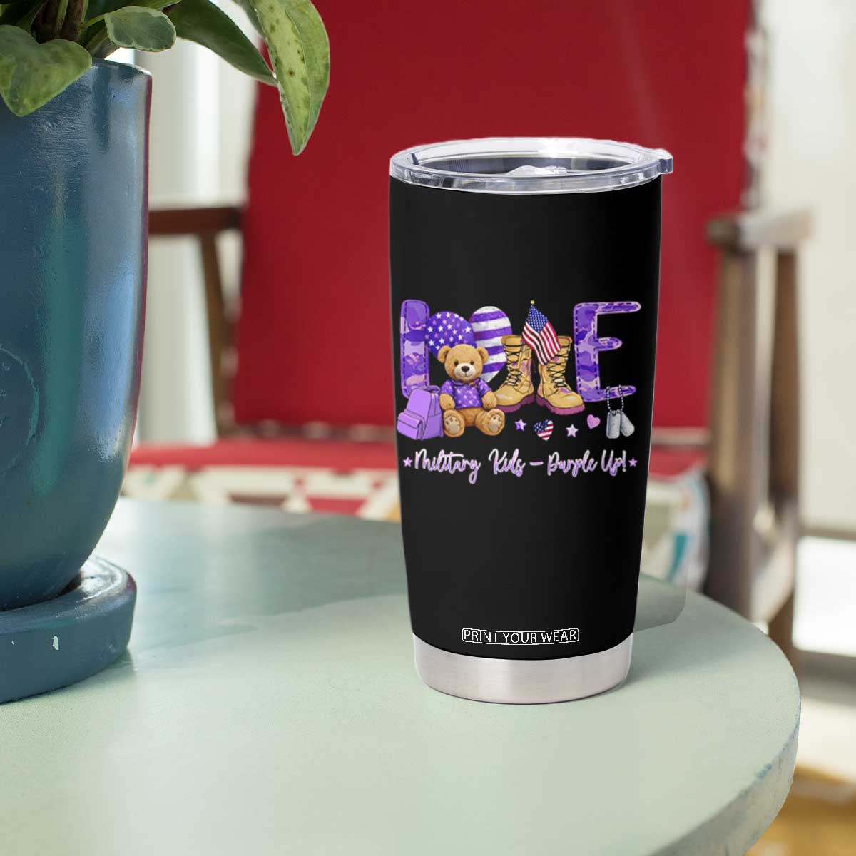 Purple Up Military Kids Tumbler Cup Month Of Military Child Army TS10 Print Your Wear