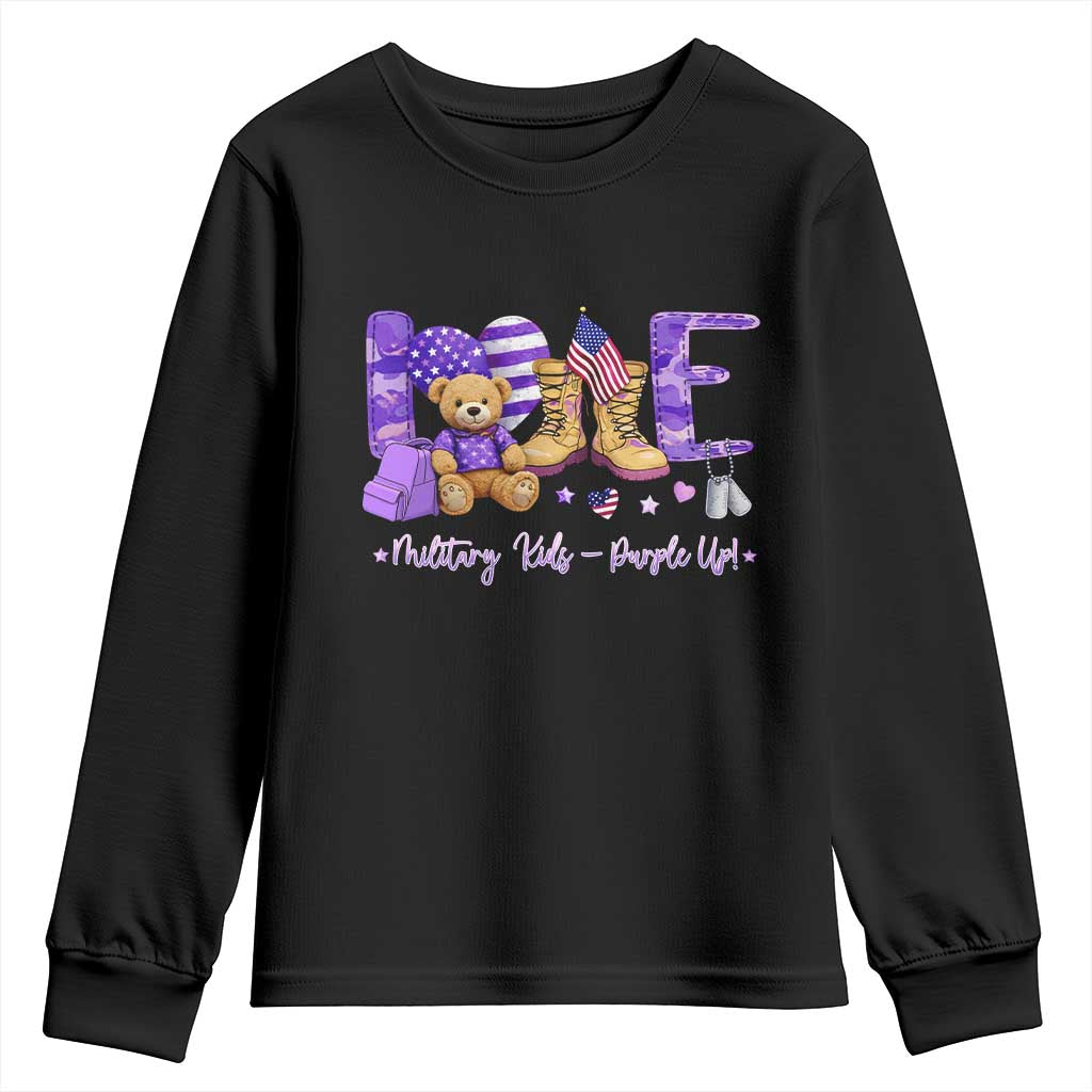 Purple Up Military Kids Youth Sweatshirt Month Of Military Child Army TS10 Black Print Your Wear