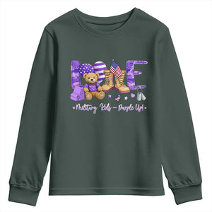 Purple Up Military Kids Youth Sweatshirt Month Of Military Child Army TS10 Dark Forest Green Print Your Wear