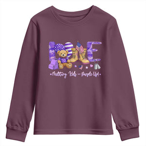 Purple Up Military Kids Youth Sweatshirt Month Of Military Child Army TS10 Maroon Print Your Wear