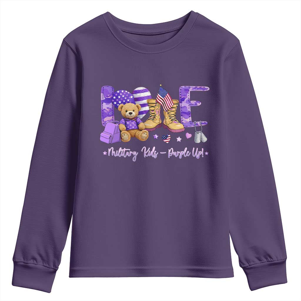 Purple Up Military Kids Youth Sweatshirt Month Of Military Child Army TS10 Purple Print Your Wear