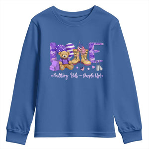Purple Up Military Kids Youth Sweatshirt Month Of Military Child Army TS10 Royal Blue Print Your Wear