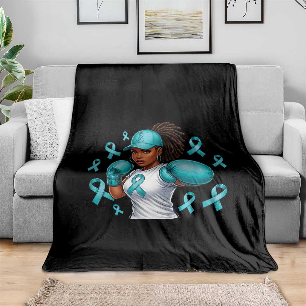 Black Women Fight Sexual Assault Awareness Throw Blanket African American Teal Ribbon Support TS10 Print Your Wear