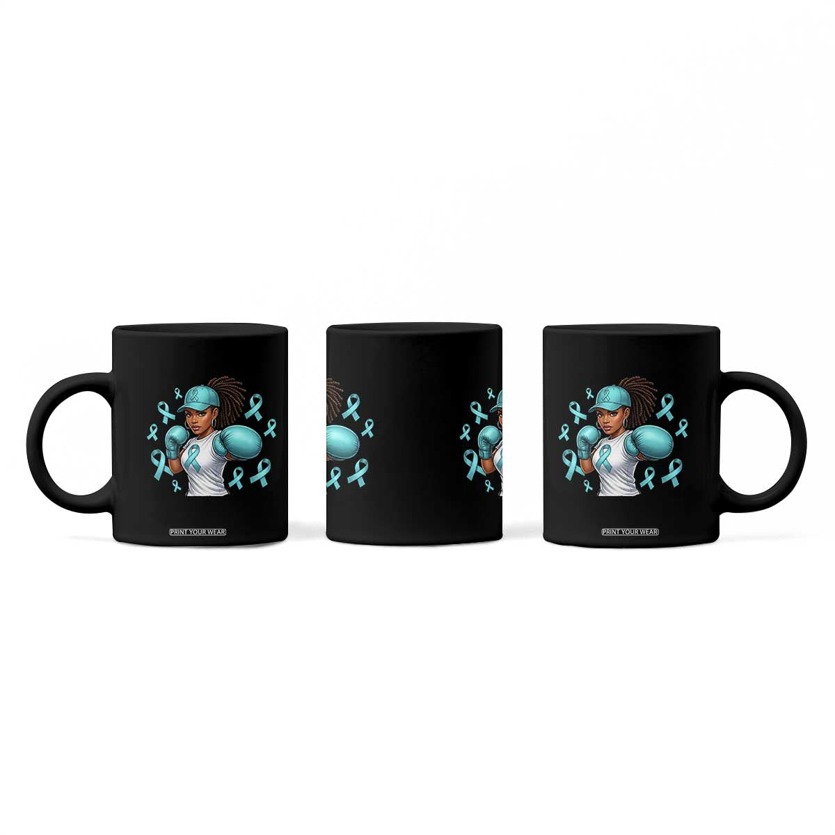 Black Women Fight Sexual Assault Awareness Coffee Mug African American Teal Ribbon Support TS10 Print Your Wear