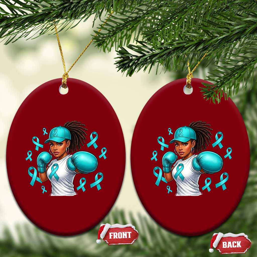 Black Women Fight Sexual Assault Awareness Ceramic Ornament African American Teal Ribbon Support TS10 Print Your Wear