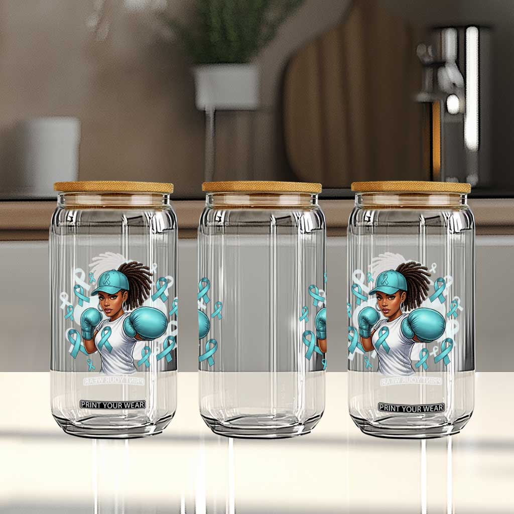 Black Women Fight Sexual Assault Awareness Glass Can African American Teal Ribbon Support TS10 Print Your Wear