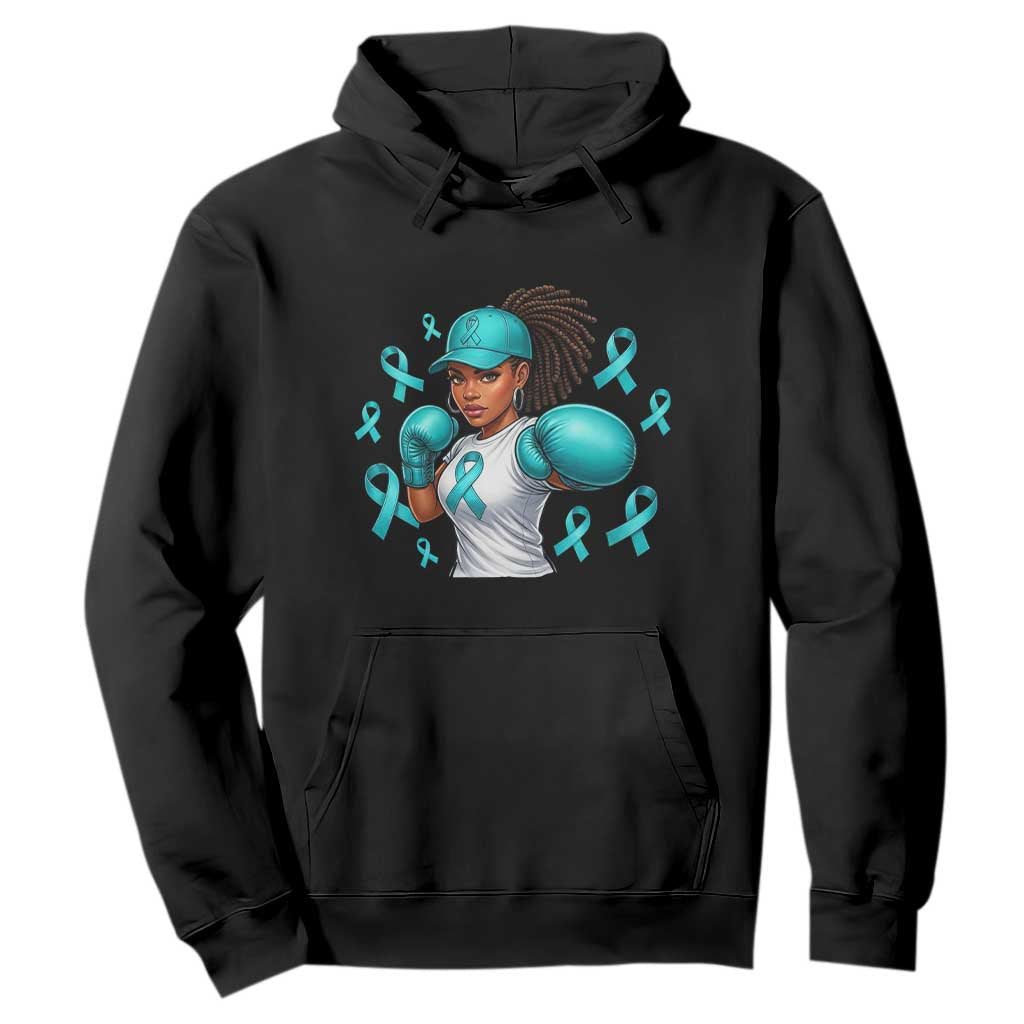 Black Women Fight Sexual Assault Awareness Hoodie African American Teal Ribbon Support TS10 Black Print Your Wear
