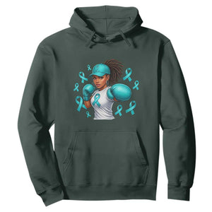 Black Women Fight Sexual Assault Awareness Hoodie African American Teal Ribbon Support TS10 Dark Forest Green Print Your Wear