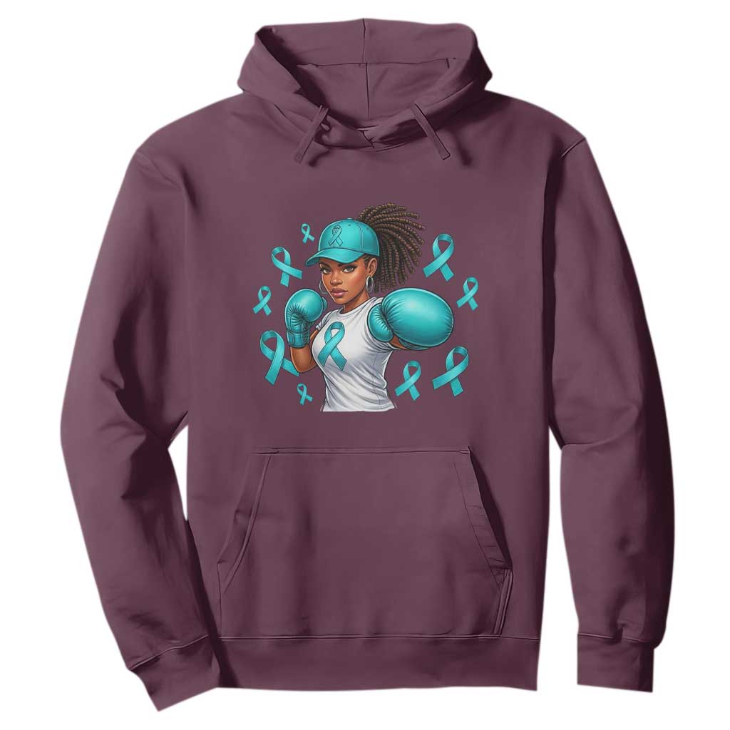 Black Women Fight Sexual Assault Awareness Hoodie African American Teal Ribbon Support TS10 Maroon Print Your Wear