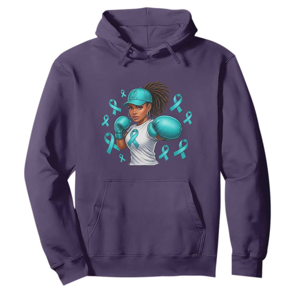 Black Women Fight Sexual Assault Awareness Hoodie African American Teal Ribbon Support TS10 Purple Print Your Wear