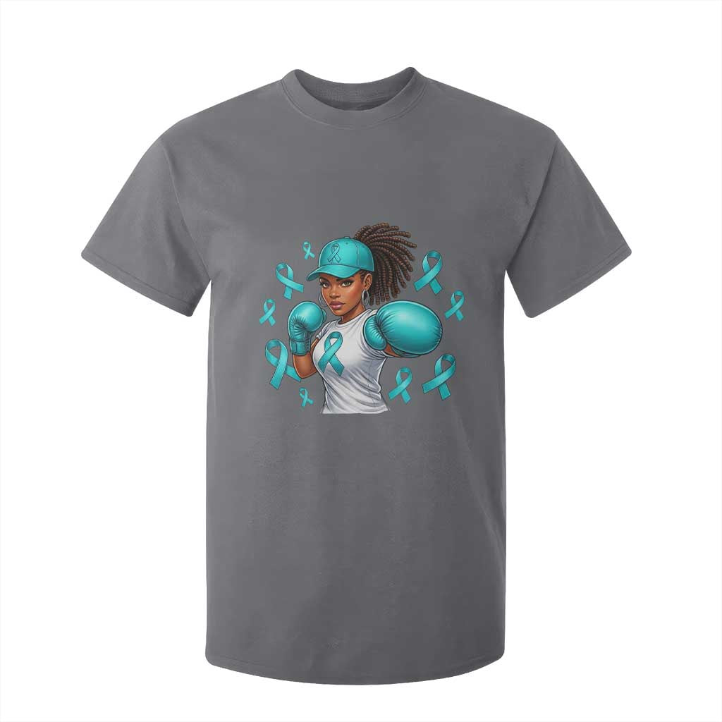 Black Women Fight Sexual Assault Awareness T Shirt For Kid African American Teal Ribbon Support TS10 Charcoal Print Your Wear