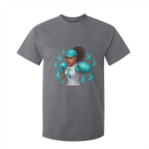 Black Women Fight Sexual Assault Awareness T Shirt For Kid African American Teal Ribbon Support TS10 Charcoal Print Your Wear