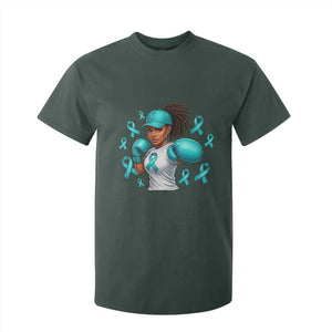 Black Women Fight Sexual Assault Awareness T Shirt For Kid African American Teal Ribbon Support TS10 Dark Forest Green Print Your Wear
