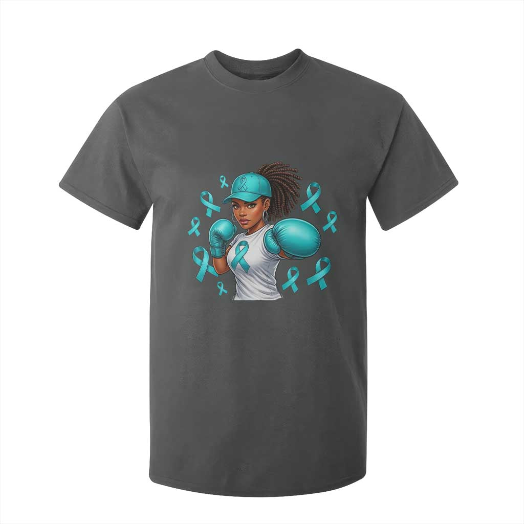 Black Women Fight Sexual Assault Awareness T Shirt For Kid African American Teal Ribbon Support TS10 Dark Heather Print Your Wear