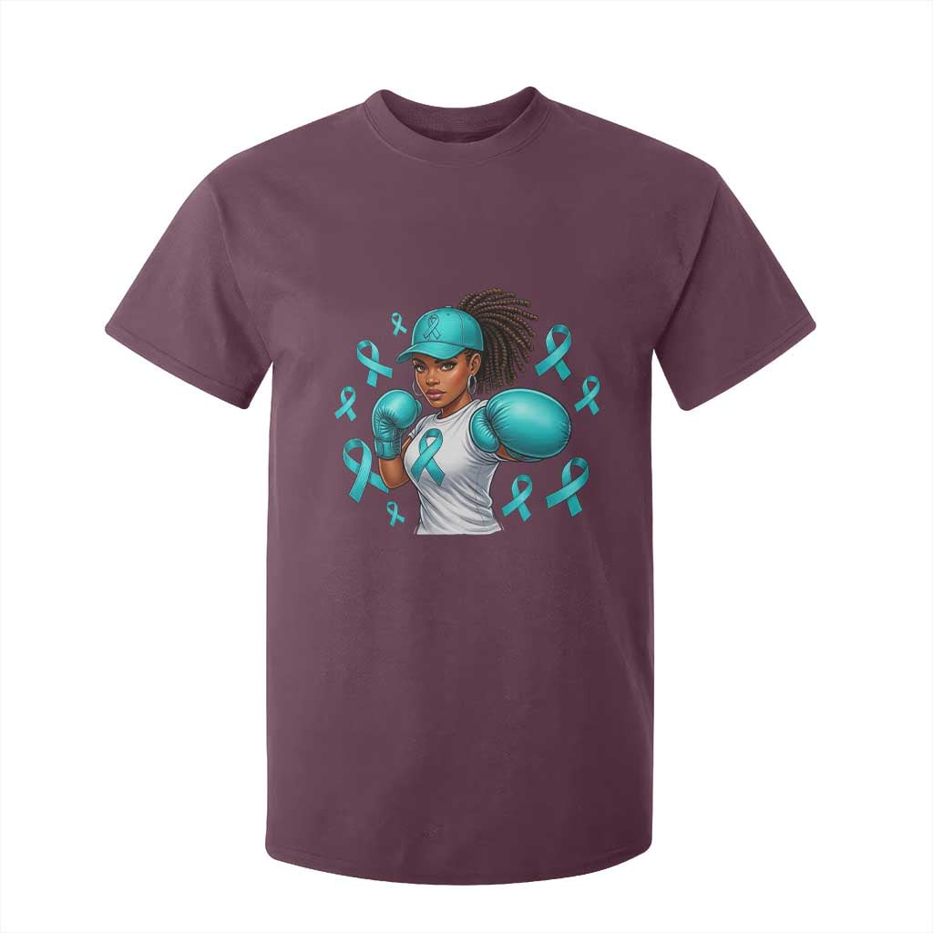 Black Women Fight Sexual Assault Awareness T Shirt For Kid African American Teal Ribbon Support TS10 Maroon Print Your Wear