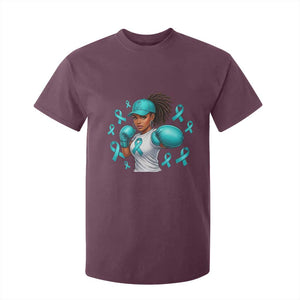 Black Women Fight Sexual Assault Awareness T Shirt For Kid African American Teal Ribbon Support TS10 Maroon Print Your Wear