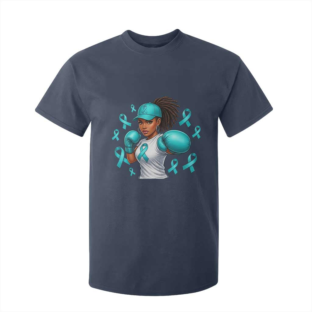 Black Women Fight Sexual Assault Awareness T Shirt For Kid African American Teal Ribbon Support TS10 Navy Print Your Wear