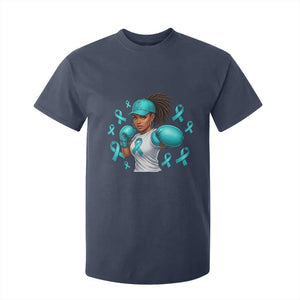 Black Women Fight Sexual Assault Awareness T Shirt For Kid African American Teal Ribbon Support TS10 Navy Print Your Wear