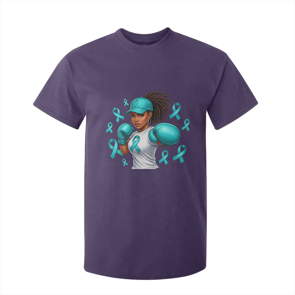 Black Women Fight Sexual Assault Awareness T Shirt For Kid African American Teal Ribbon Support TS10 Purple Print Your Wear