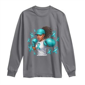 Black Women Fight Sexual Assault Awareness Long Sleeve Shirt African American Teal Ribbon Support TS10 Charcoal Print Your Wear