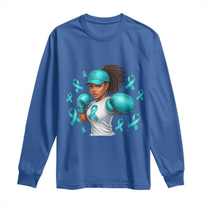 Black Women Fight Sexual Assault Awareness Long Sleeve Shirt African American Teal Ribbon Support TS10 Royal Blue Print Your Wear