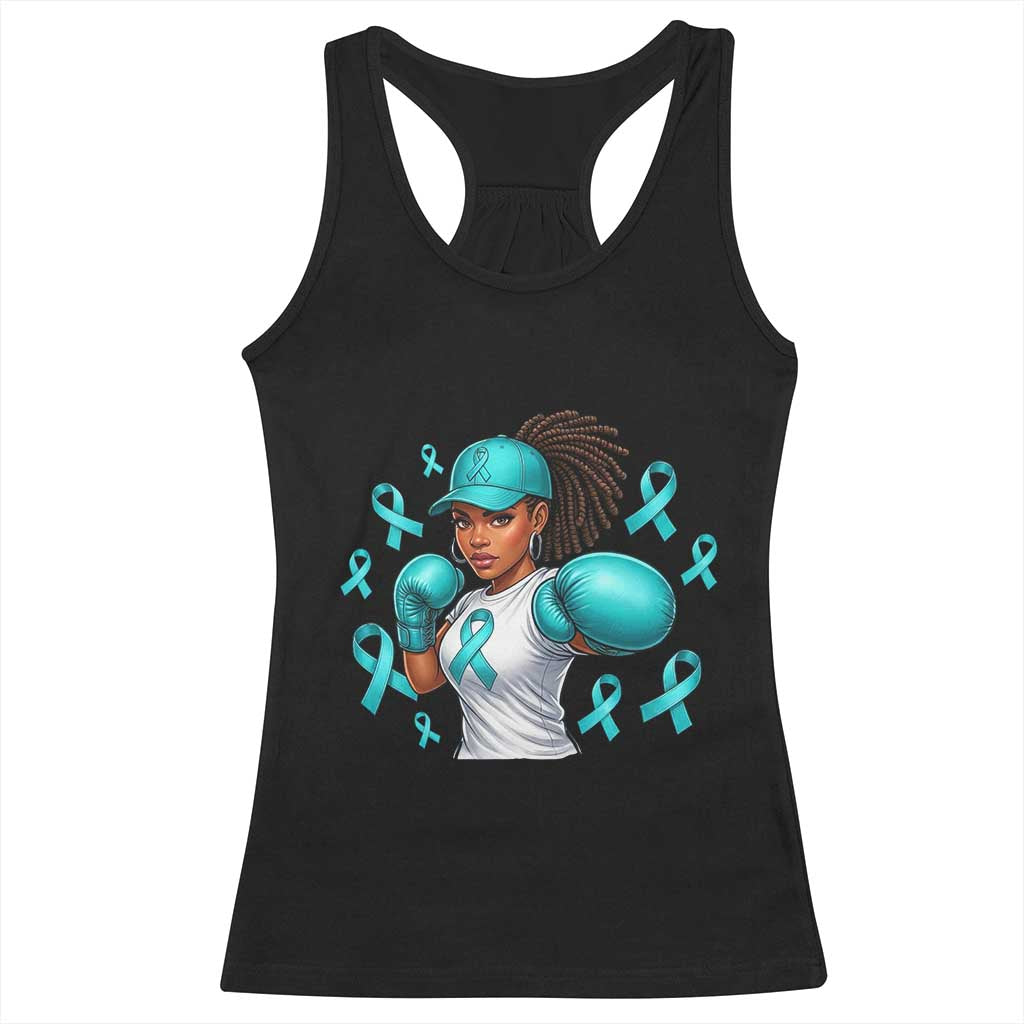 Black Women Fight Sexual Assault Awareness Racerback Tank Top African American Teal Ribbon Support TS10 Black Print Your Wear