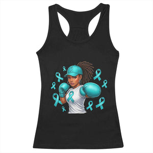 Black Women Fight Sexual Assault Awareness Racerback Tank Top African American Teal Ribbon Support TS10 Black Print Your Wear