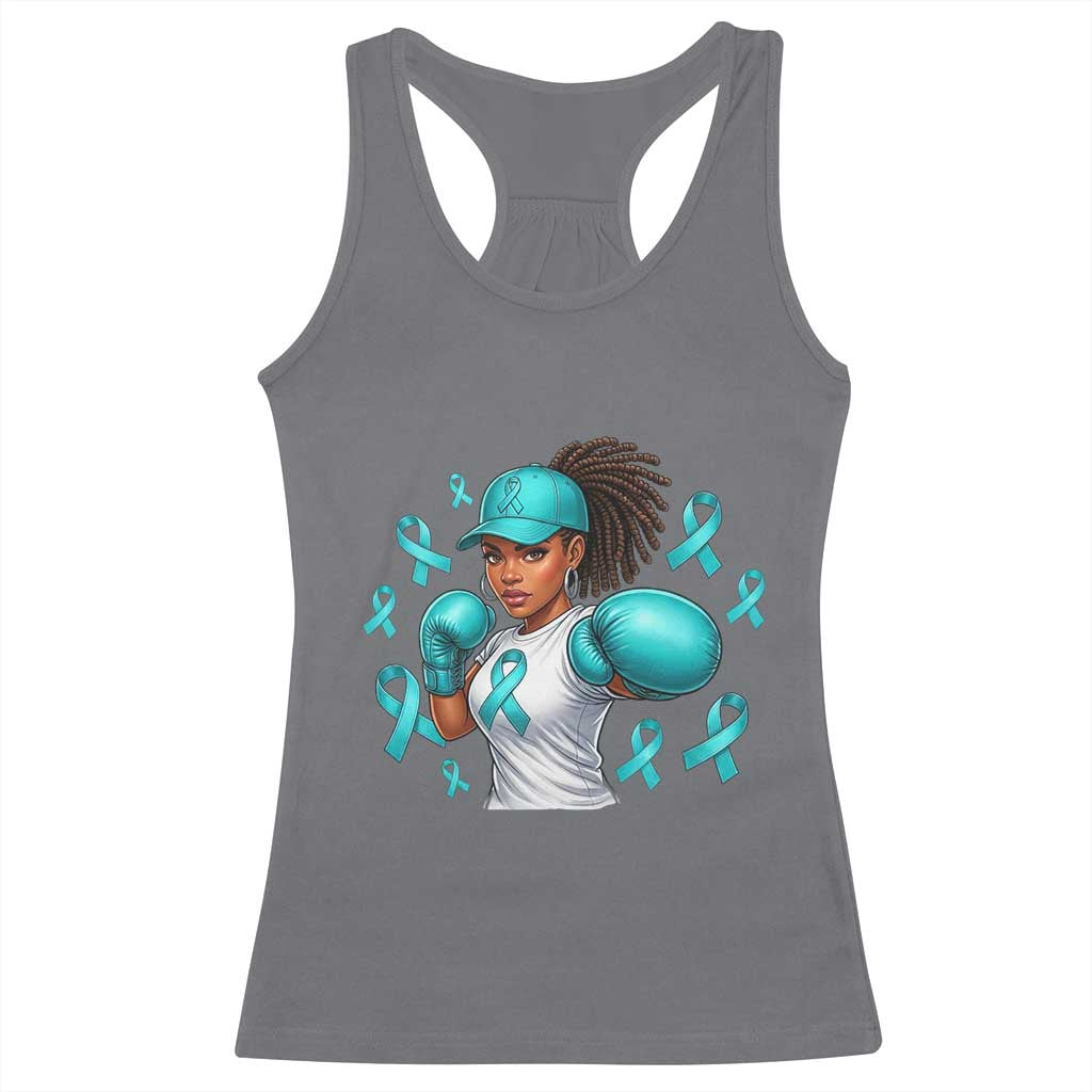 Black Women Fight Sexual Assault Awareness Racerback Tank Top African American Teal Ribbon Support TS10 Charcoal Print Your Wear
