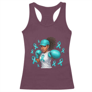 Black Women Fight Sexual Assault Awareness Racerback Tank Top African American Teal Ribbon Support TS10 Maroon Print Your Wear