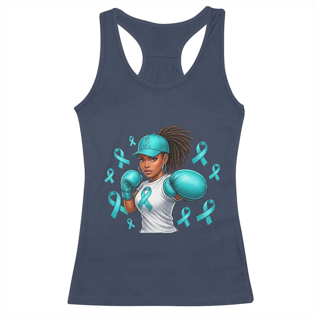 Black Women Fight Sexual Assault Awareness Racerback Tank Top African American Teal Ribbon Support TS10 Navy Print Your Wear