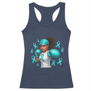Black Women Fight Sexual Assault Awareness Racerback Tank Top African American Teal Ribbon Support TS10 Navy Print Your Wear
