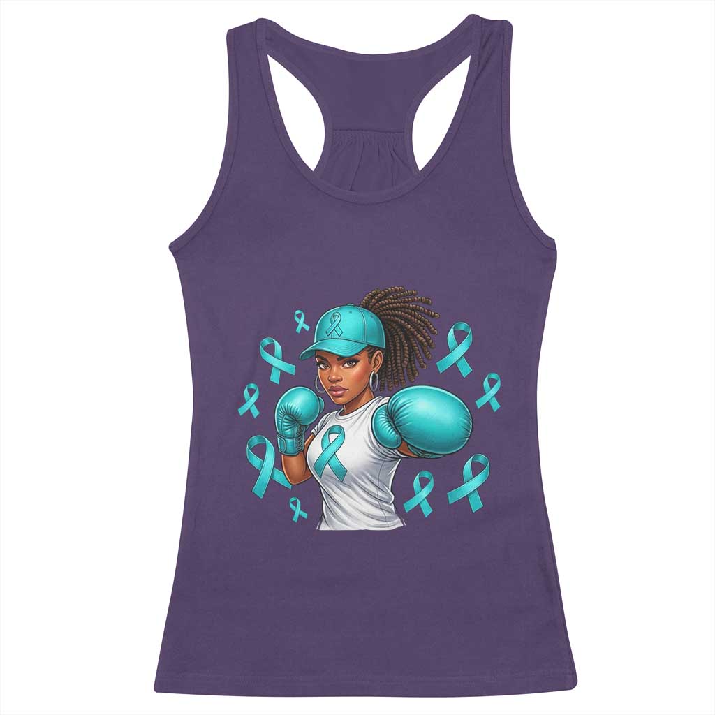 Black Women Fight Sexual Assault Awareness Racerback Tank Top African American Teal Ribbon Support TS10 Purple Print Your Wear