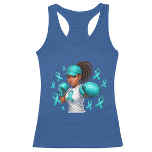 Black Women Fight Sexual Assault Awareness Racerback Tank Top African American Teal Ribbon Support TS10 Royal Blue Print Your Wear