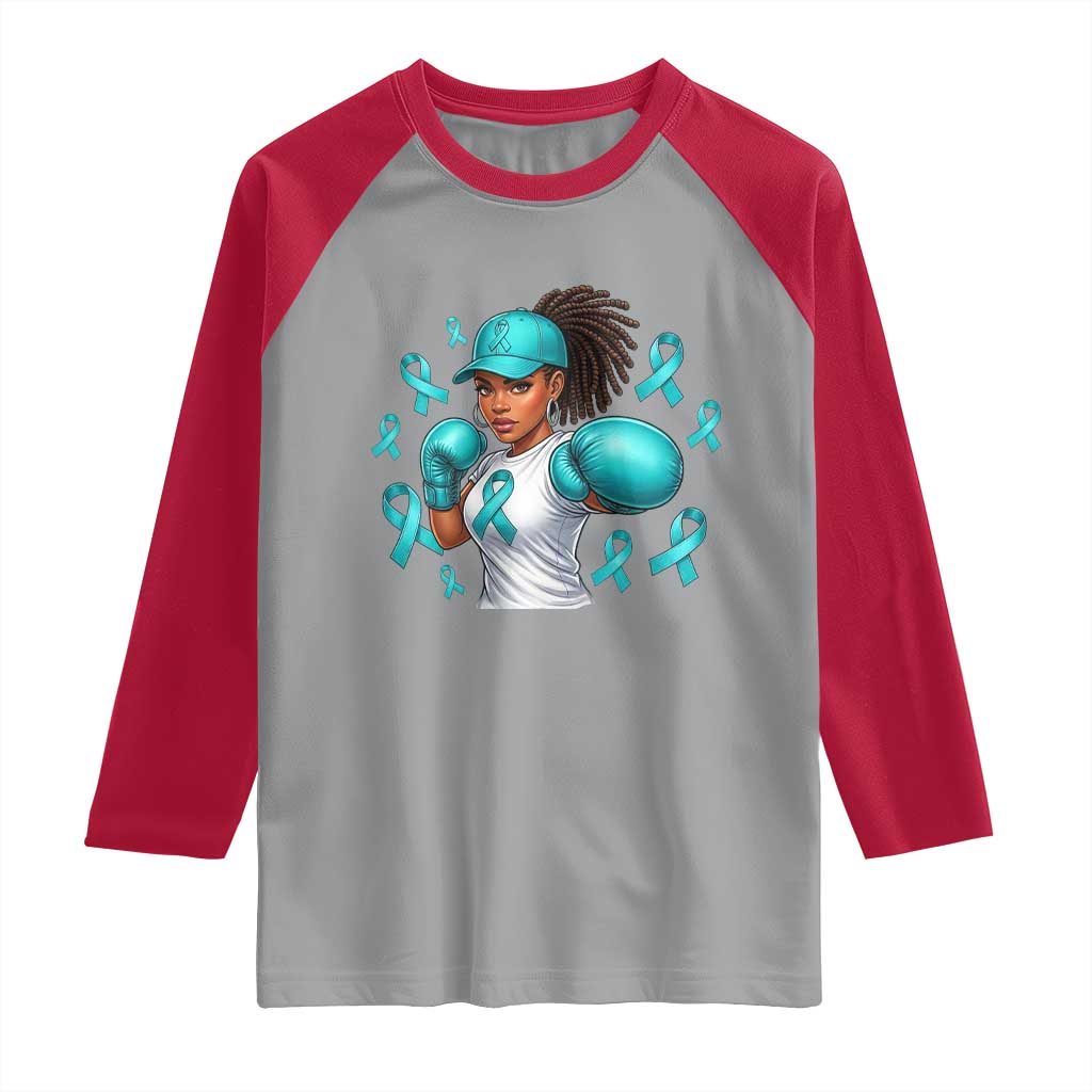 Black Women Fight Sexual Assault Awareness Raglan Shirt African American Teal Ribbon Support TS10 Sport Gray Red Print Your Wear