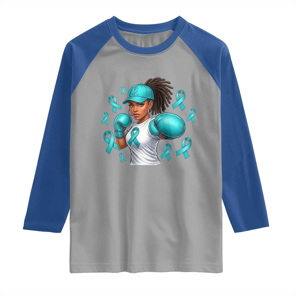 Black Women Fight Sexual Assault Awareness Raglan Shirt African American Teal Ribbon Support TS10 Sport Gray Royal Print Your Wear