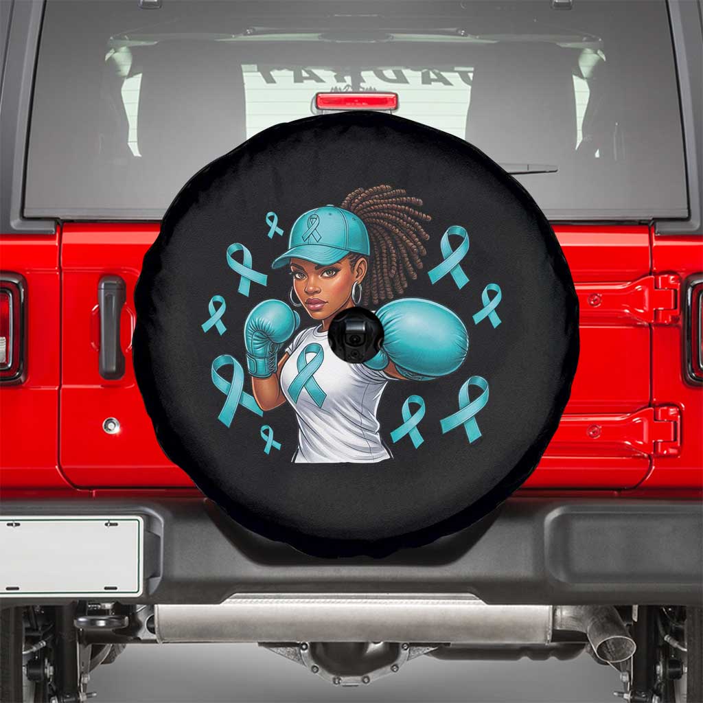 Black Women Fight Sexual Assault Awareness Spare Tire Cover African American Teal Ribbon Support TS10 Black Print Your Wear