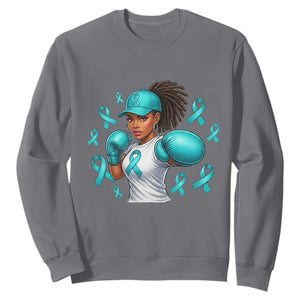 Black Women Fight Sexual Assault Awareness Sweatshirt African American Teal Ribbon Support TS10 Charcoal Print Your Wear