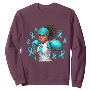 Black Women Fight Sexual Assault Awareness Sweatshirt African American Teal Ribbon Support TS10 Maroon Print Your Wear