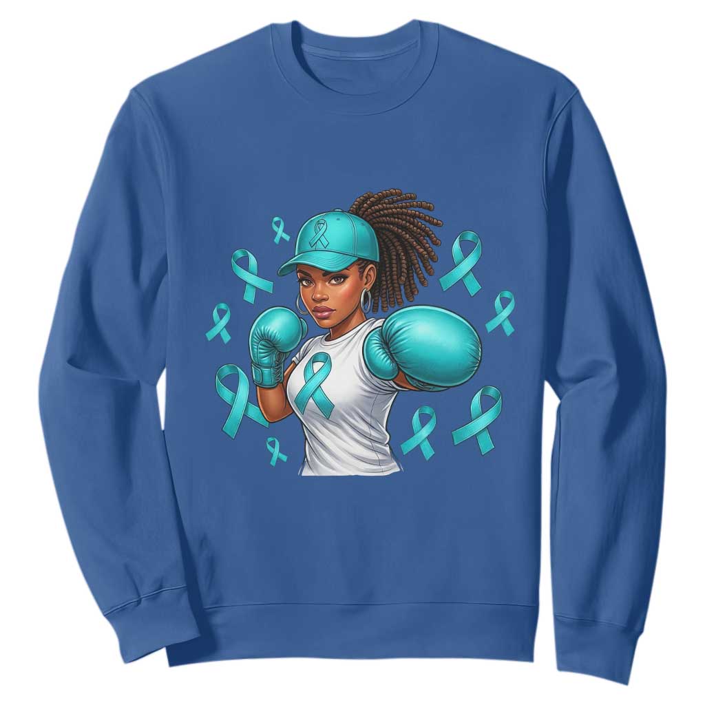 Black Women Fight Sexual Assault Awareness Sweatshirt African American Teal Ribbon Support TS10 Royal Blue Print Your Wear