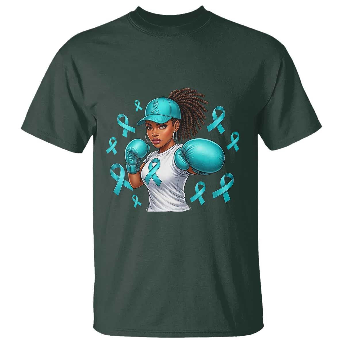 Black Women Fight Sexual Assault Awareness T Shirt African American Teal Ribbon Support TS10 Dark Forest Green Print Your Wear