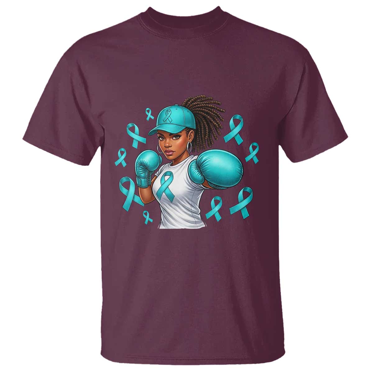 Black Women Fight Sexual Assault Awareness T Shirt African American Teal Ribbon Support TS10 Maroon Print Your Wear
