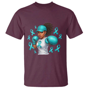 Black Women Fight Sexual Assault Awareness T Shirt African American Teal Ribbon Support TS10 Maroon Print Your Wear